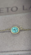 One Of A Kind Beautiful Glowy Blue Oval Paraiba Tourmaline Bezel Set Necklace