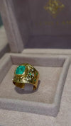 “Esmeralda” Colombian Emerald Cigar Ring Band GIA certified 1.48 Cts with Emeralds and Diamonds