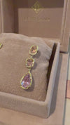 Eros Pink Tourmaline and Kunzite Gala TearDrop Earrings in 14Ct Gold