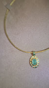 “Azul” Neon Blue Brazilian Paraiba Tourmalines and Mozambique Paraiba Oval Bezel Set Necklace