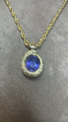 Ouroboros Blue Sapphire with Diamonds necklace in 14K Gold