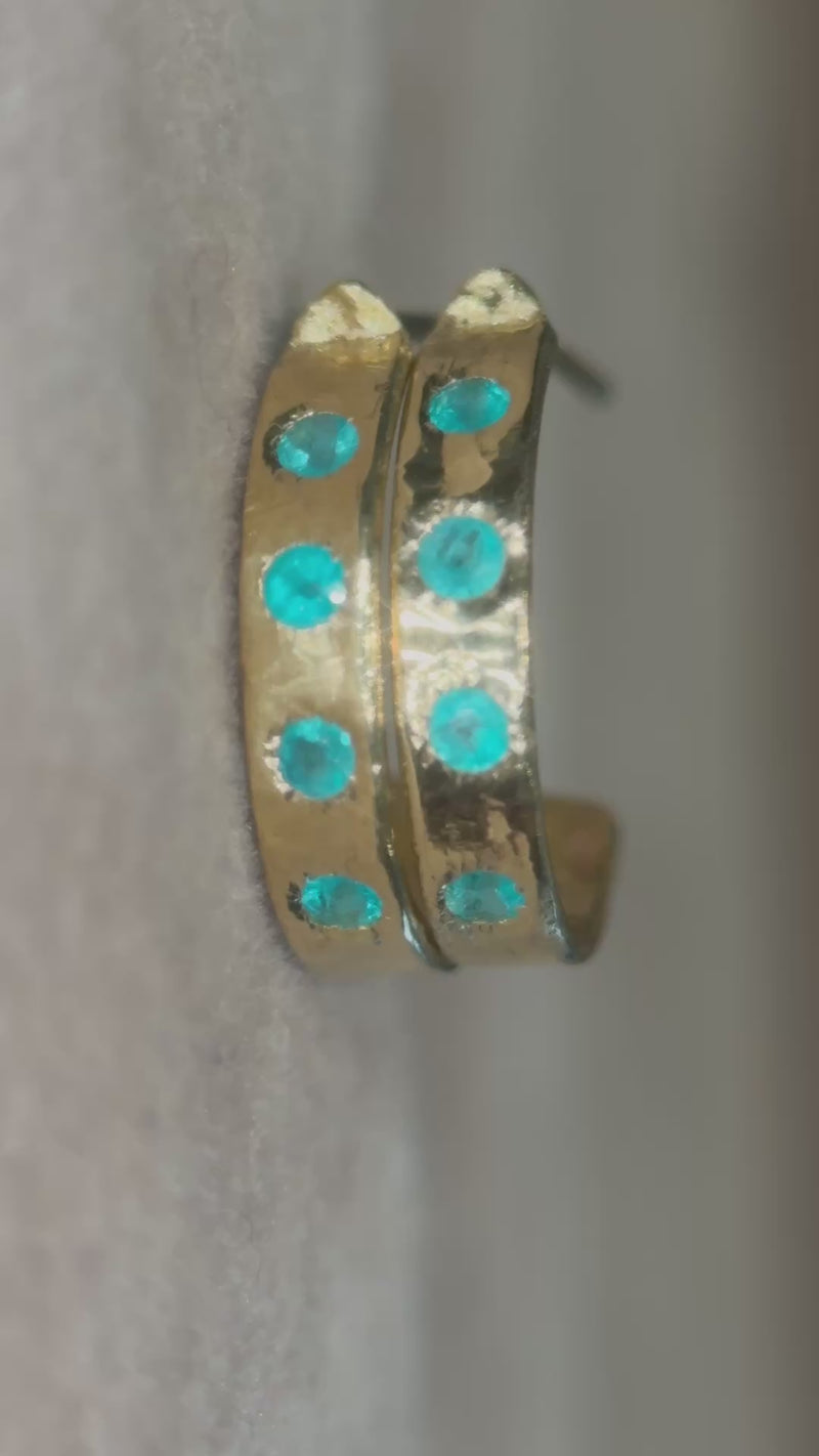 Neon Blue Brazilian Paraiba Tourmalines Hoop Earrings