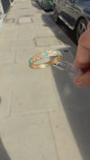 Brazilian Neon Blue Paraibas Tourmalines & Diamonds Ring Band 18 Ct Gold