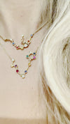 Aquarius Constellation Necklace with diamonds and multicoloured sapphires 18K Yellow Gold