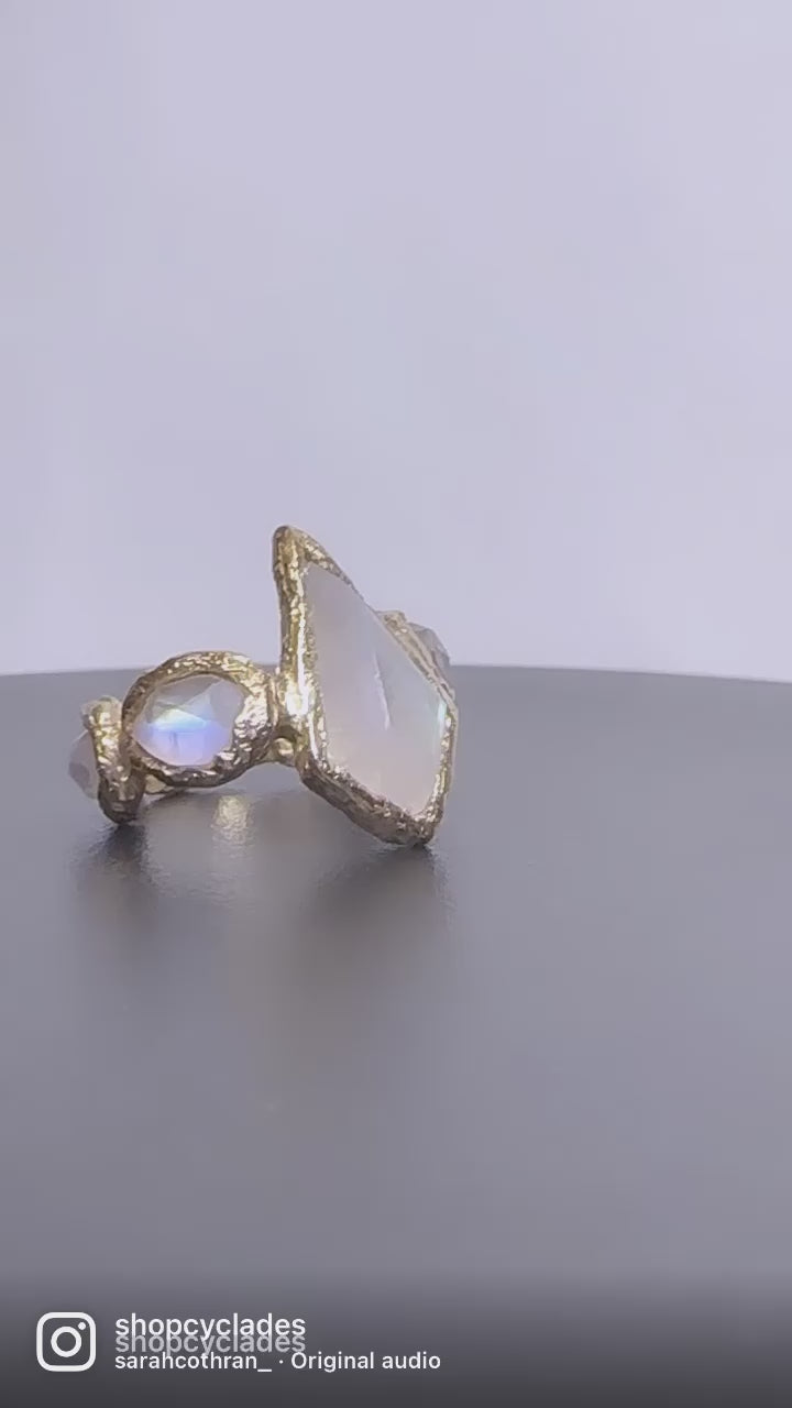 Calypso Moonstone Kite Ring in 14K Yellow Gold