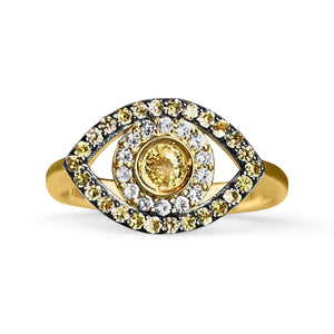 Evil Eye Ring with Yellow Sapphires