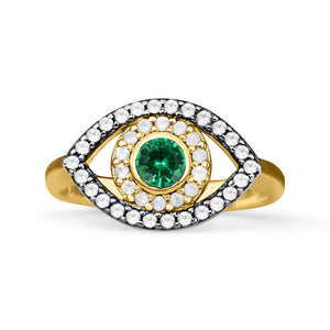 Gold Emerald Eye Ring