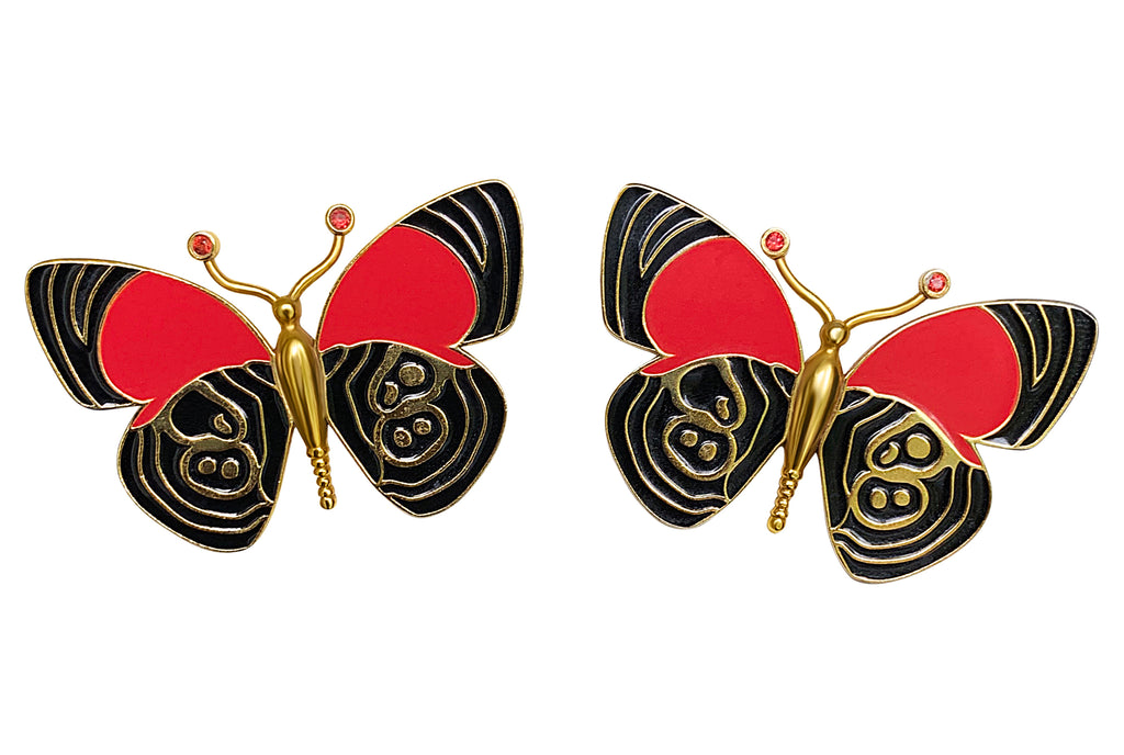 14K Gold Butterfly Earrings with Sapphires
