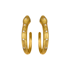 Hydra Snake Hoop Earrings with Diamonds