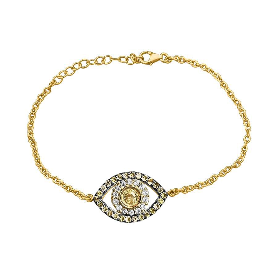 14K Yellow Gold yellow Sapphires Eye Bracelet