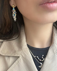 Long Candy Constellation Stones Studs in 14K Gold