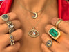 Rainbow Moonstone Eye Necklace  One of a kind 14K Yellow Gold
