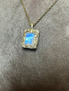 One of a Kind 18K Yellow Gold Emerald Cut Moonstone Necklace with Diamonds