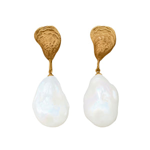 Gorgeous Oyster Baroque Pearl Earrings