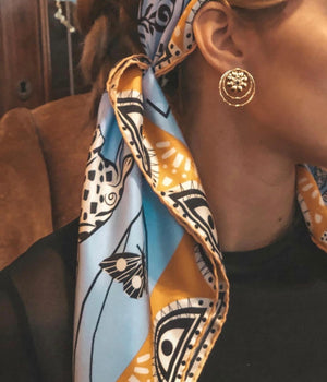 Cyclades Silk Scarves Jungle in Blue SALE