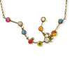Aquarius Constellation Necklace with diamonds and multicoloured sapphires 18K Yellow Gold