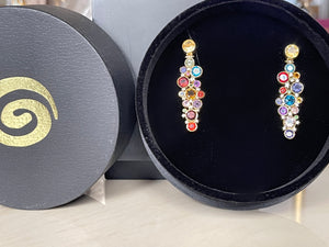 Long Candy Constellation Stones Studs in 14K Gold
