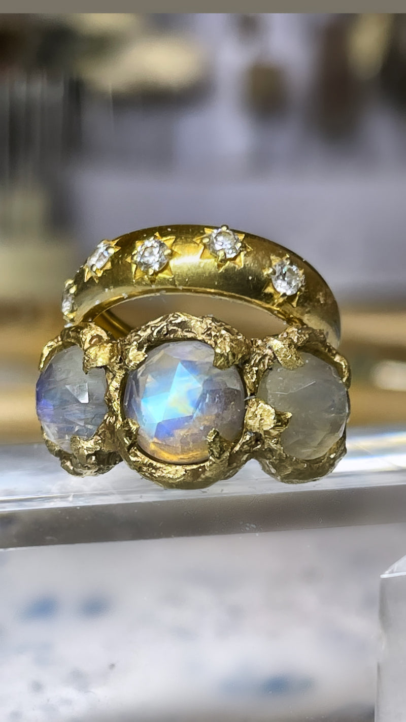 Galadriel 14K Yellow Gold Triple Moonstone Ring