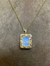 One of a Kind 18K Yellow Gold Emerald Cut Moonstone Necklace with Diamonds