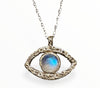 Rainbow Moonstone Eye Necklace  One of a kind 14K Yellow Gold