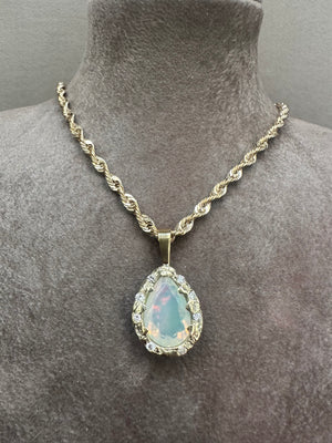 Iris Drop Rope Necklace with Diamonds in 14K Yellow Gold
