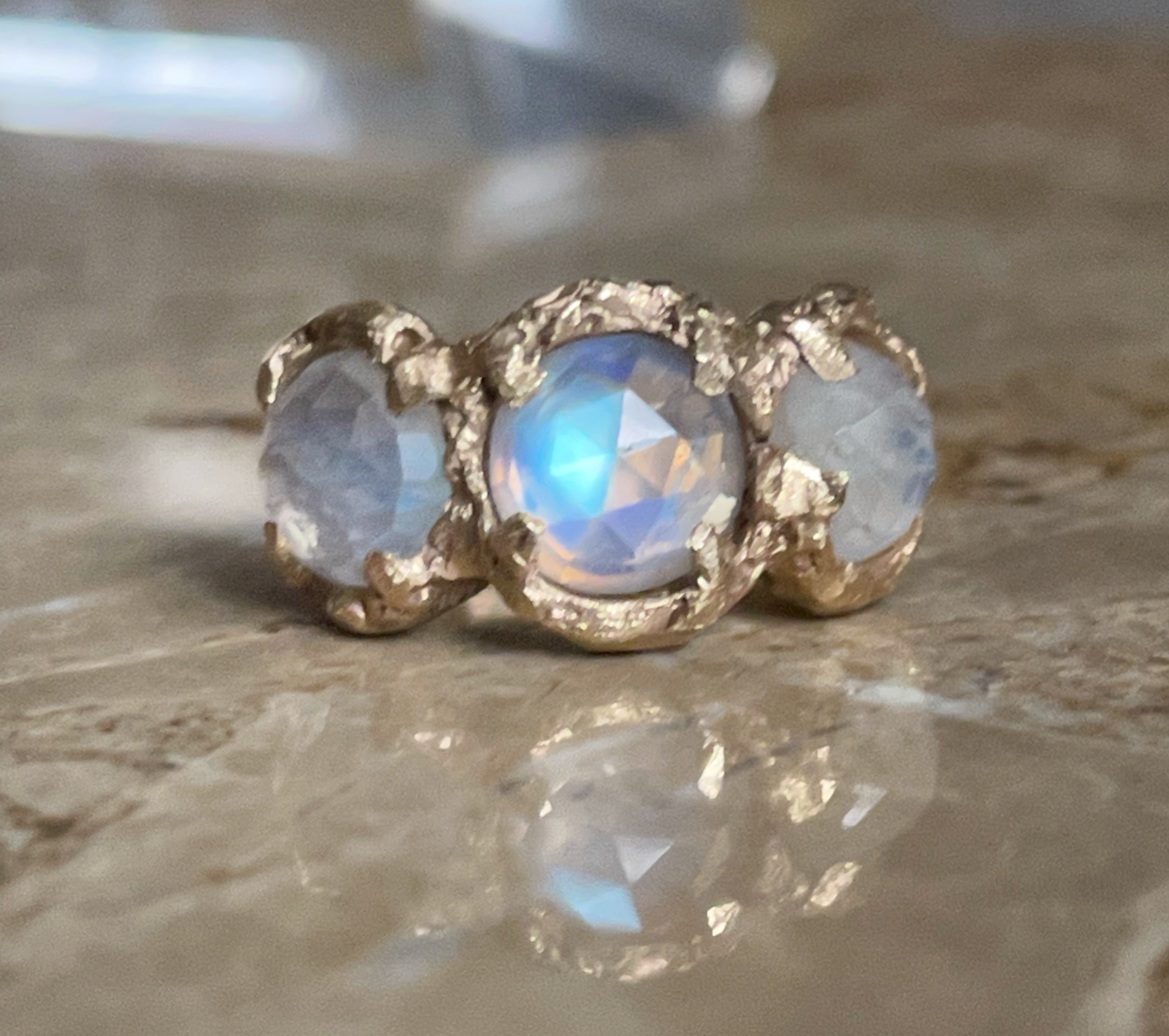 Yellow gold moonstone on sale ring