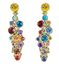 Long Candy Constellation Stones Studs in 14K Gold