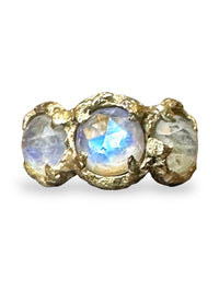Galadriel 14K Yellow Gold Triple Moonstone Ring