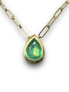 Emerald Drop  Pear Shape 2.7 cts Paper Clip Necklace