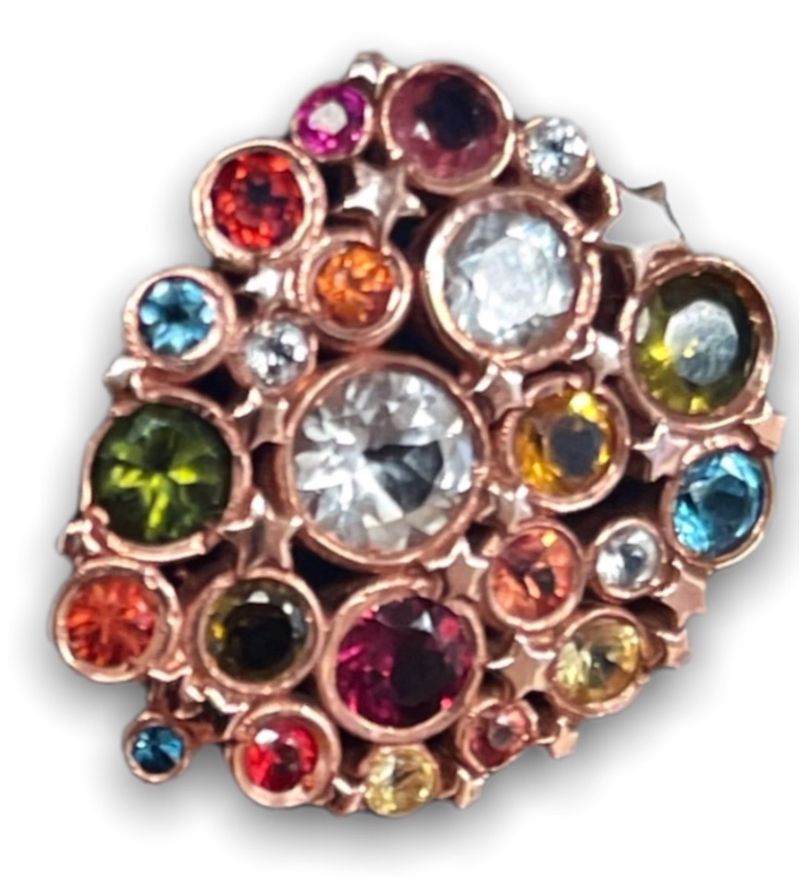 Cluster Constellation Sapphires and Semi Precious Stones Studs in 14K Gold