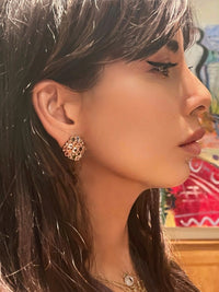 Cluster Constellation Sapphires and Semi Precious Stones Studs in 14K Gold