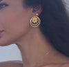 Cyclades Ariadne Stud Earrings large with White & Blue Sapphires