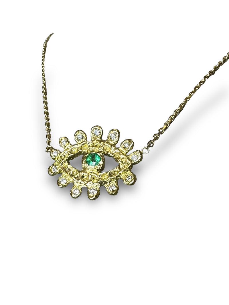 Pandora’s Emerald Eye in 18K Yellow Gold with Diamonds
