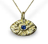 Evil Eye Blue Sapphire Necklace for Men in 18K Yellow Gold (Unisex)
