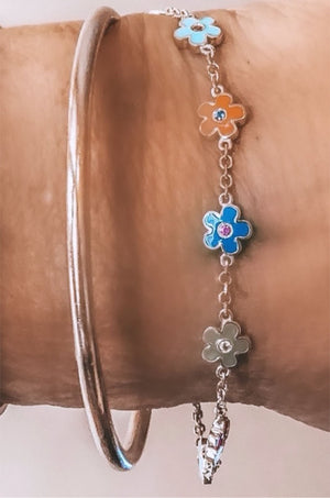 Cyclades Flower Bracelet in Gold with multicolour Sapphires