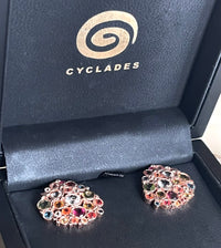Cluster Constellation Sapphires and Semi Precious Stones Studs in 14K Gold