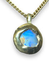 One of a kind Celini 14K Yellow Gold Rainbow Moonstone with Diamonds Cuban Chain Necklace