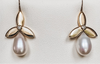 14K Yellow Gold Flower Pearl Earrings with Diamonds (In stock)