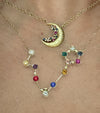 Pisces Constellation Necklace with diamonds and multicoloured sapphires