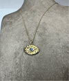 Evil Eye Blue Sapphire Necklace for Men in 18K Yellow Gold (Unisex)