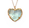 Large Heart Aquamarine Necklace in 14K Yellow Gold