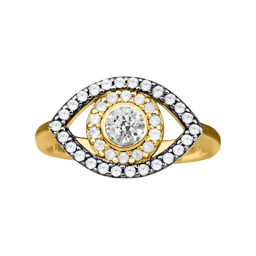 Gold Eye Ring Mati with Diamonds