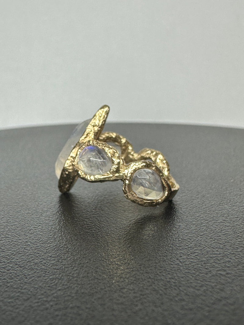 Calypso Moonstone Kite Ring in 14K Yellow Gold