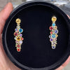 Long Candy Constellation Stones Studs in 14K Gold