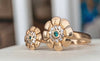 Gold Double Flower Ring with emeralds and Diamonds